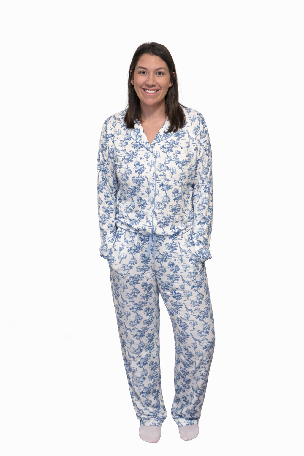 Little Blue Safari Mom Pajamas