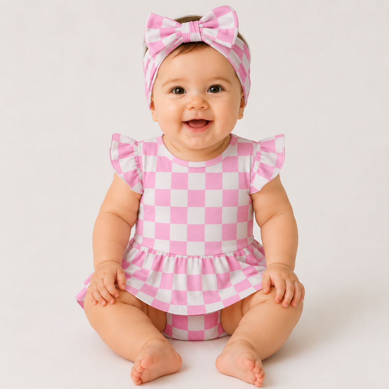 Pink Checks Bodysuit Twirl