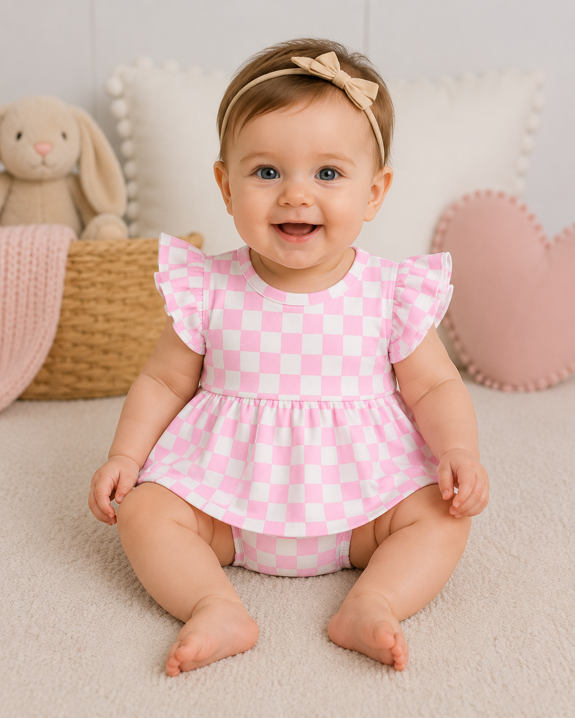 Pink Checks Bodysuit Twirl